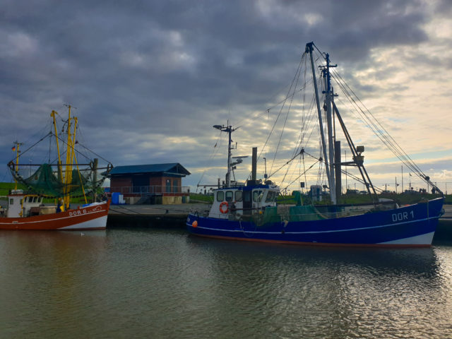 Krabbenfischer im Sielhafen von Dorum